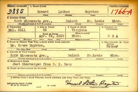 BOYNTON-Howard Lathon-WWII-Navy-reg.card