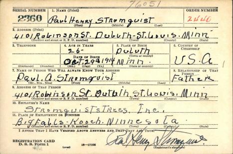 STROMQUIST-Paul Henry-WWII-Army-reg.card
