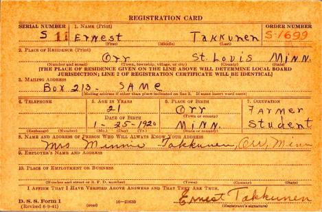TAKKUNEN-Earnest-WWII-Army-reg.card