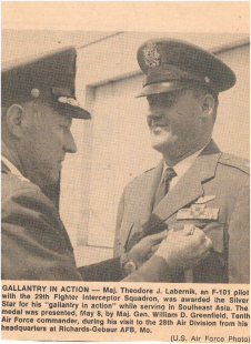 Ted Labernik receives the Silver Star medal.