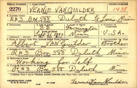 VAN GUILDER-Vernie Alvin-WWII-Army-reg.card