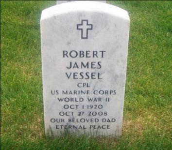 VESSEL-Robert James-WWII-USMC-headstone